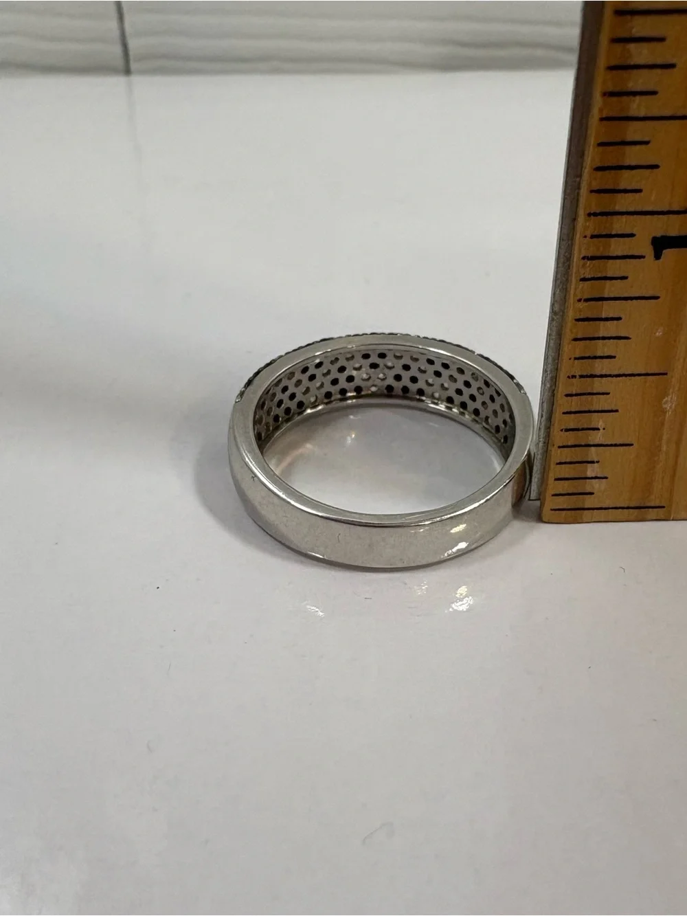 Bella Luce Black Spinel & White Diamond Simulant 925 Sterling Silver Ring Sz 12